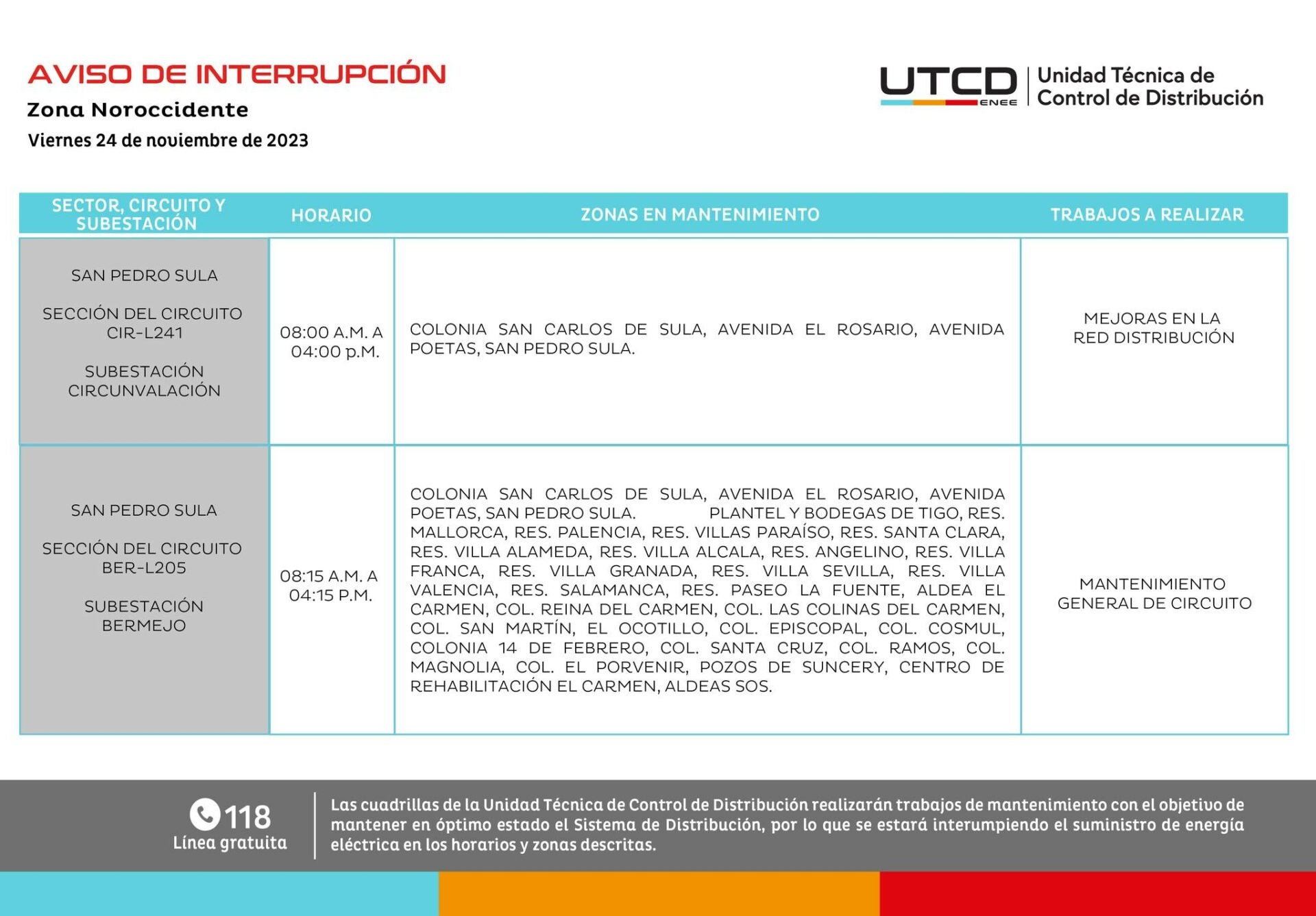 Viernes Enee Programa Cortes De Energ A En Comayag Ela Y Sps