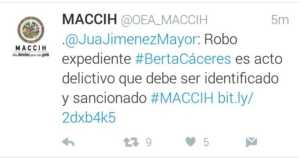 MACCIH exige celeridad en robo del expediente de Berta Cáceres