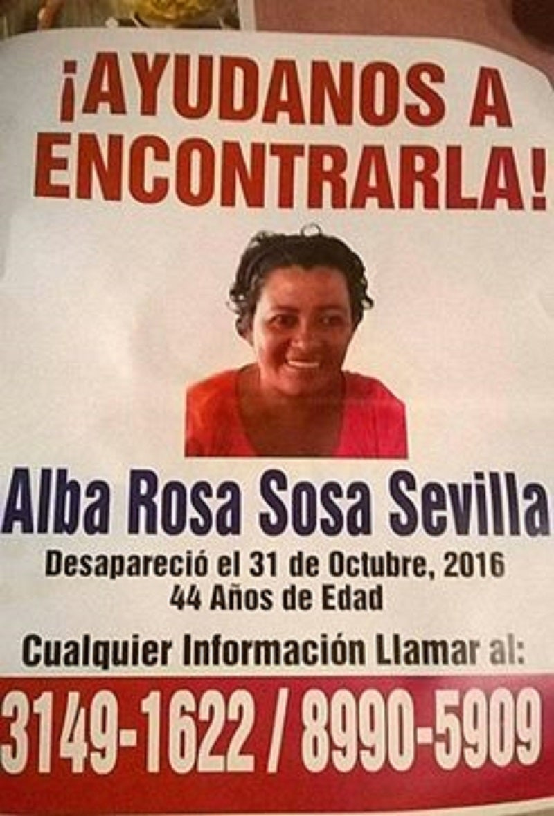 Familiares buscan la señora Alba Sosa desaparecida