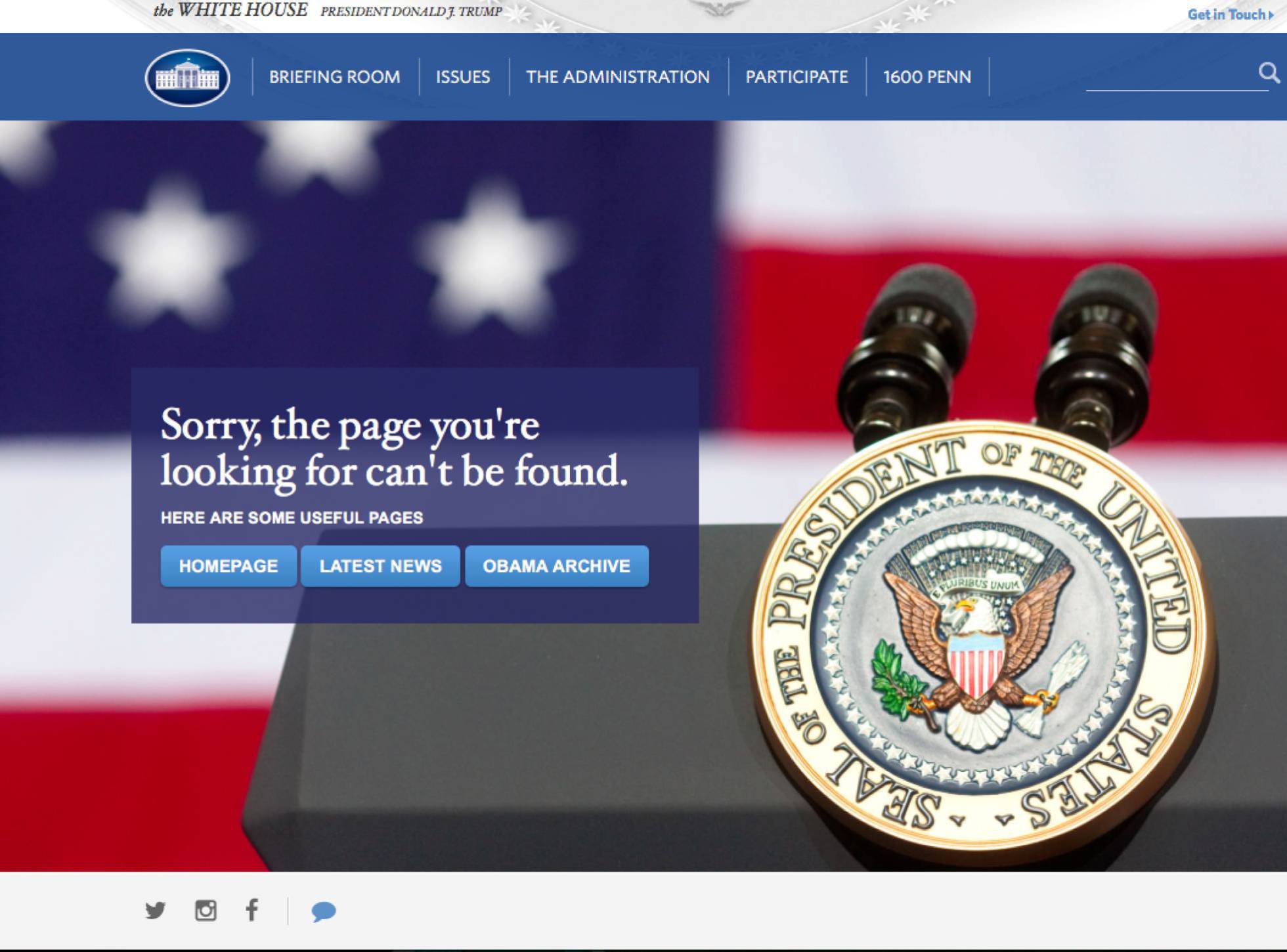 Así luce ahora la página en español del gobierno estadounidense.