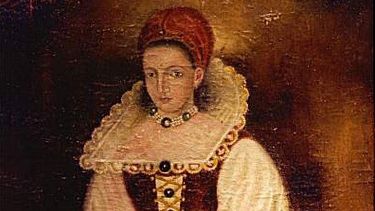 La condesa Báthory a la edad de 25 años. Copia del retrato original de 1585 perdido, su única imagen existente.