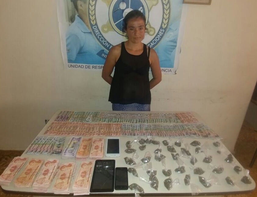mujer con droga en Comayagüela