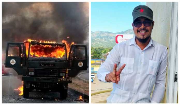Acusado de quemar camión militar