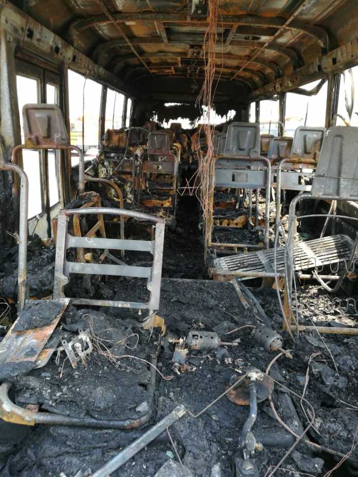 Buses quemados en la Terminal