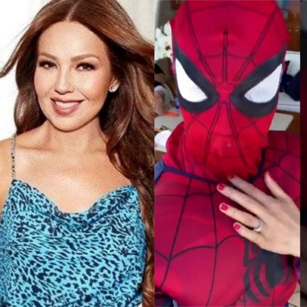 Thalía vuelve a hacer de las suyas en redes sociales y se disfraza de  Spiderman