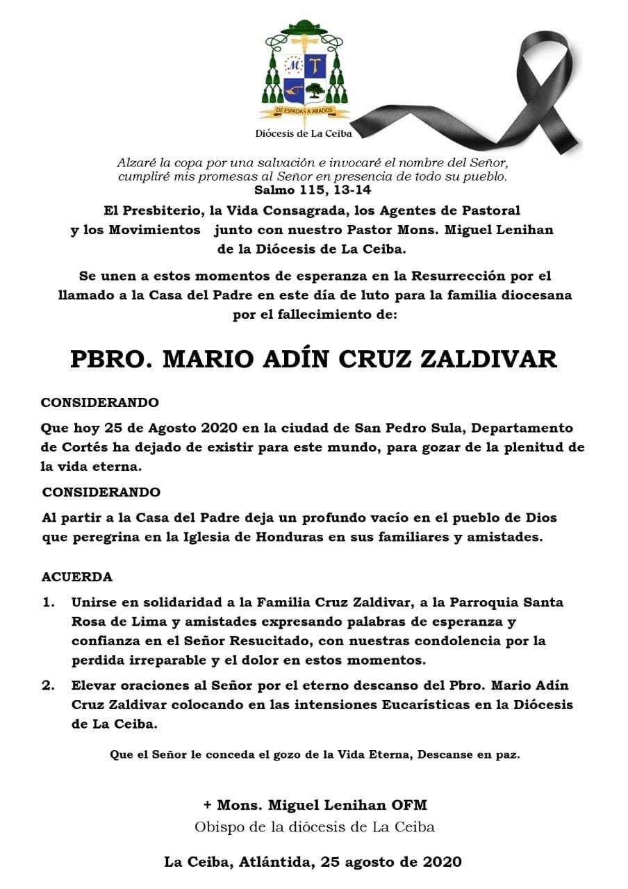 sacerdote Mario Adin Cruz Zaldívar