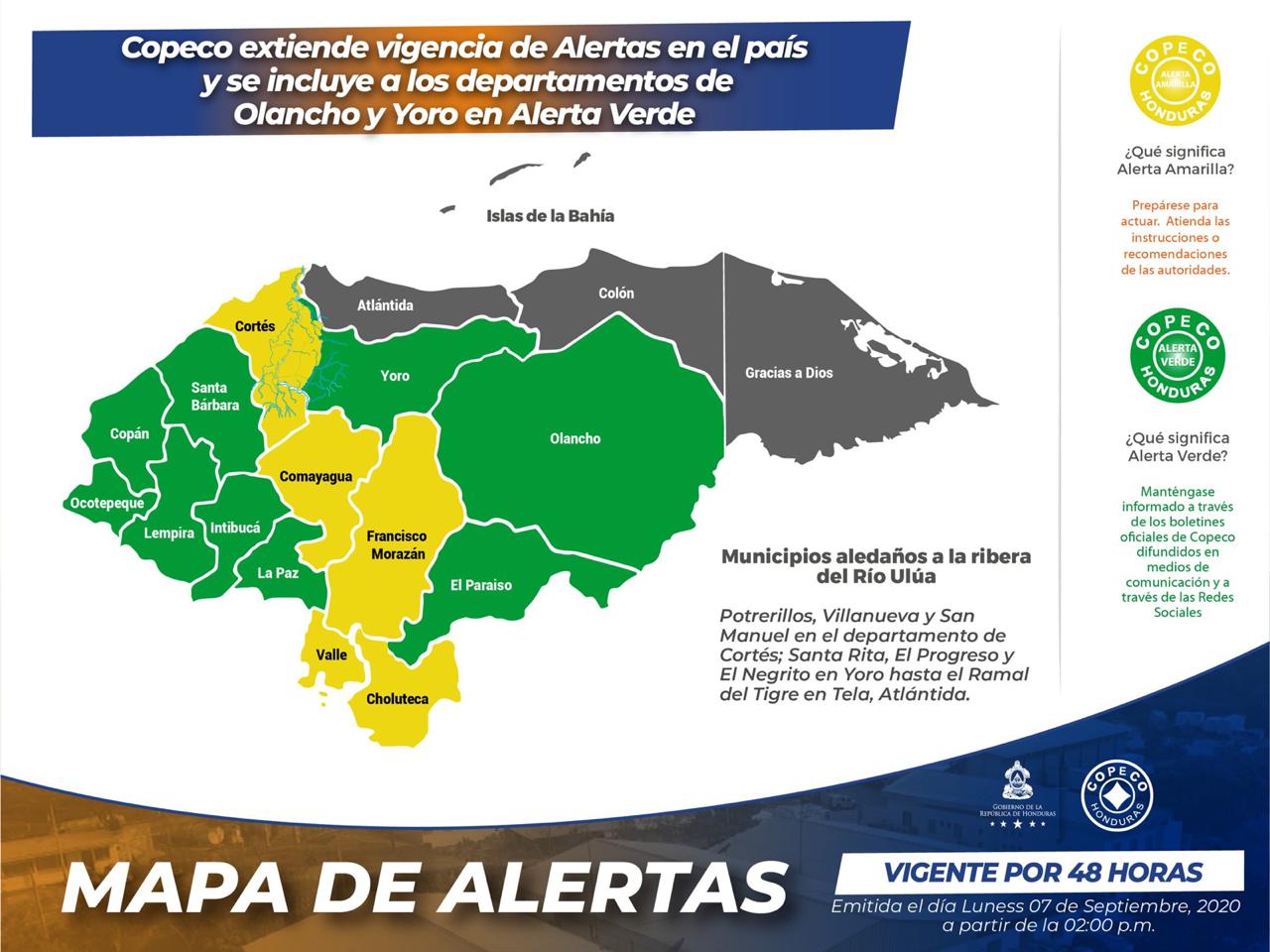 Mapa de alertas en Honduras.
