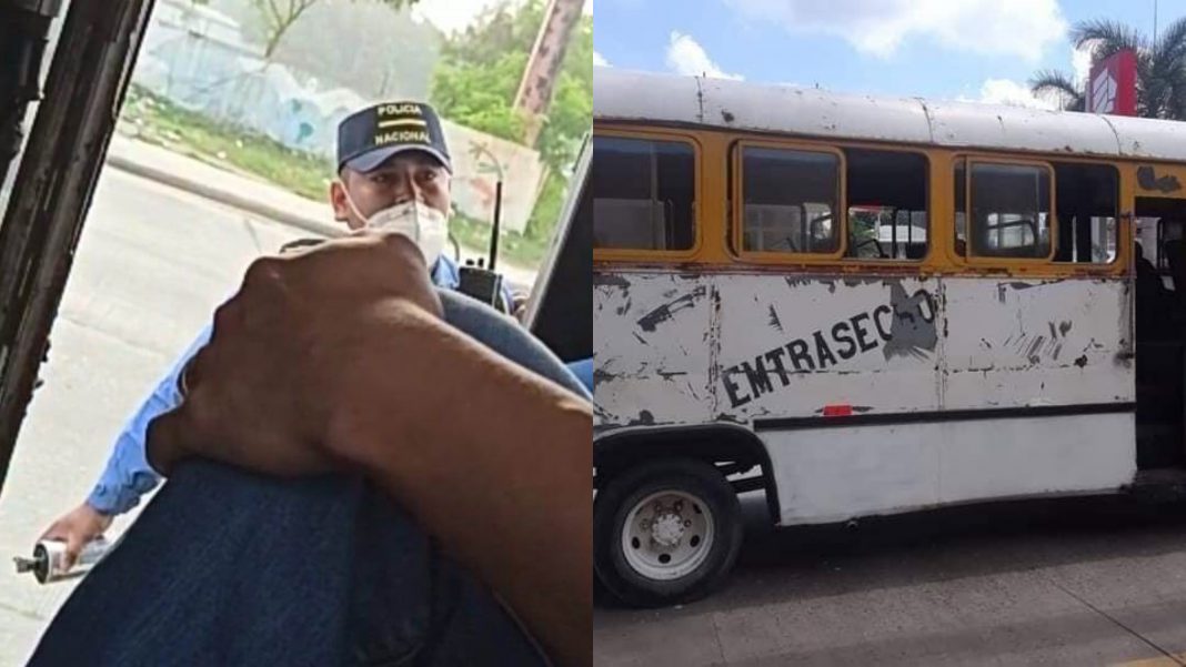 policía que gaseó bus en Choloma