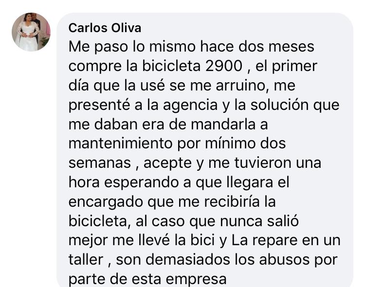 Denuncia dejada por Carlos Olivia en la página de Diario Tiempo.