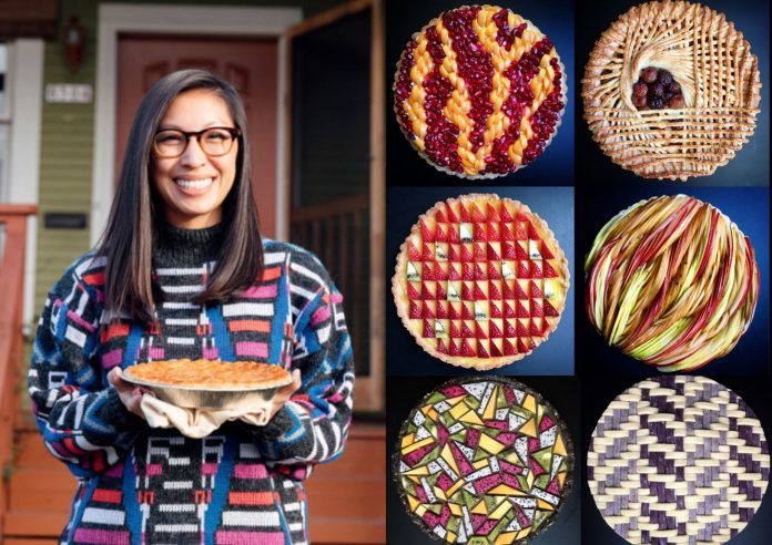 La marca de moda en tartas pertenece a Lauren Ko , una joven hija de madre hondureña, diseñadora de pie y autora del libro Pieometry.