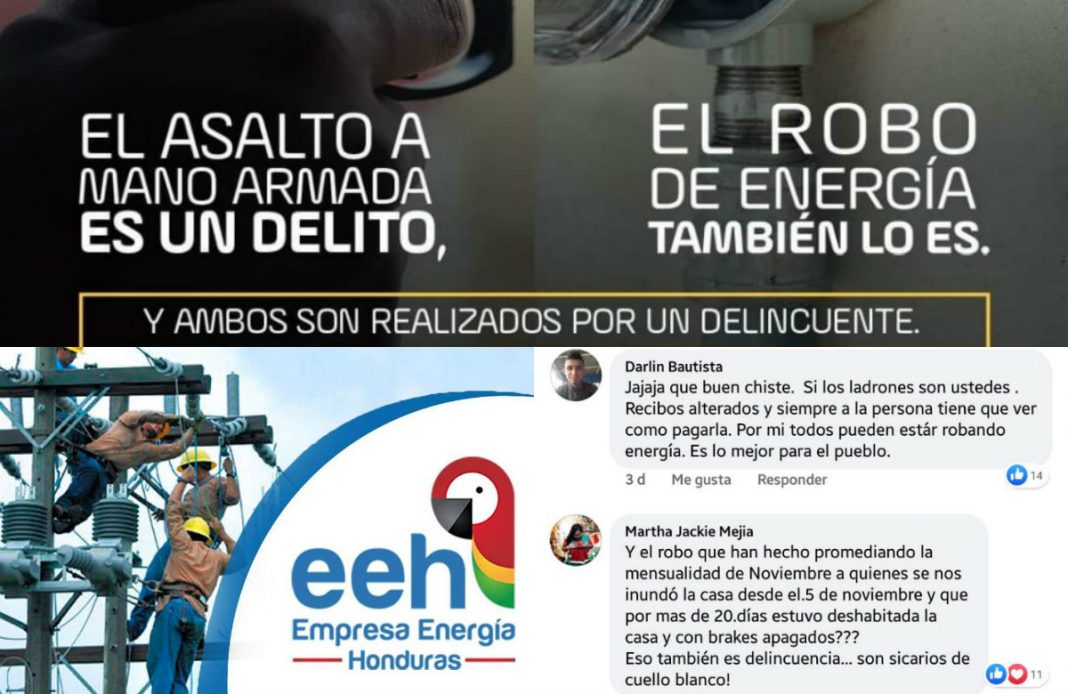 Publicidad sobre robo de energía de EEH