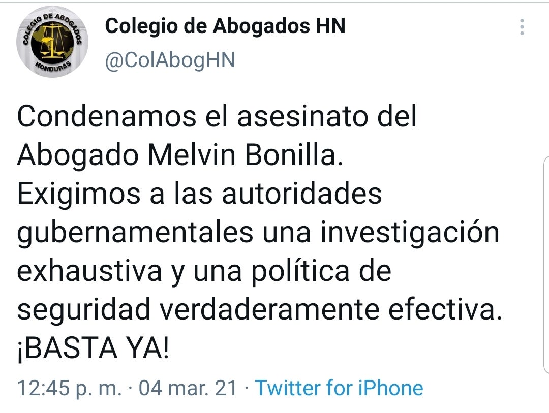 Melvin Bonilla comunicado