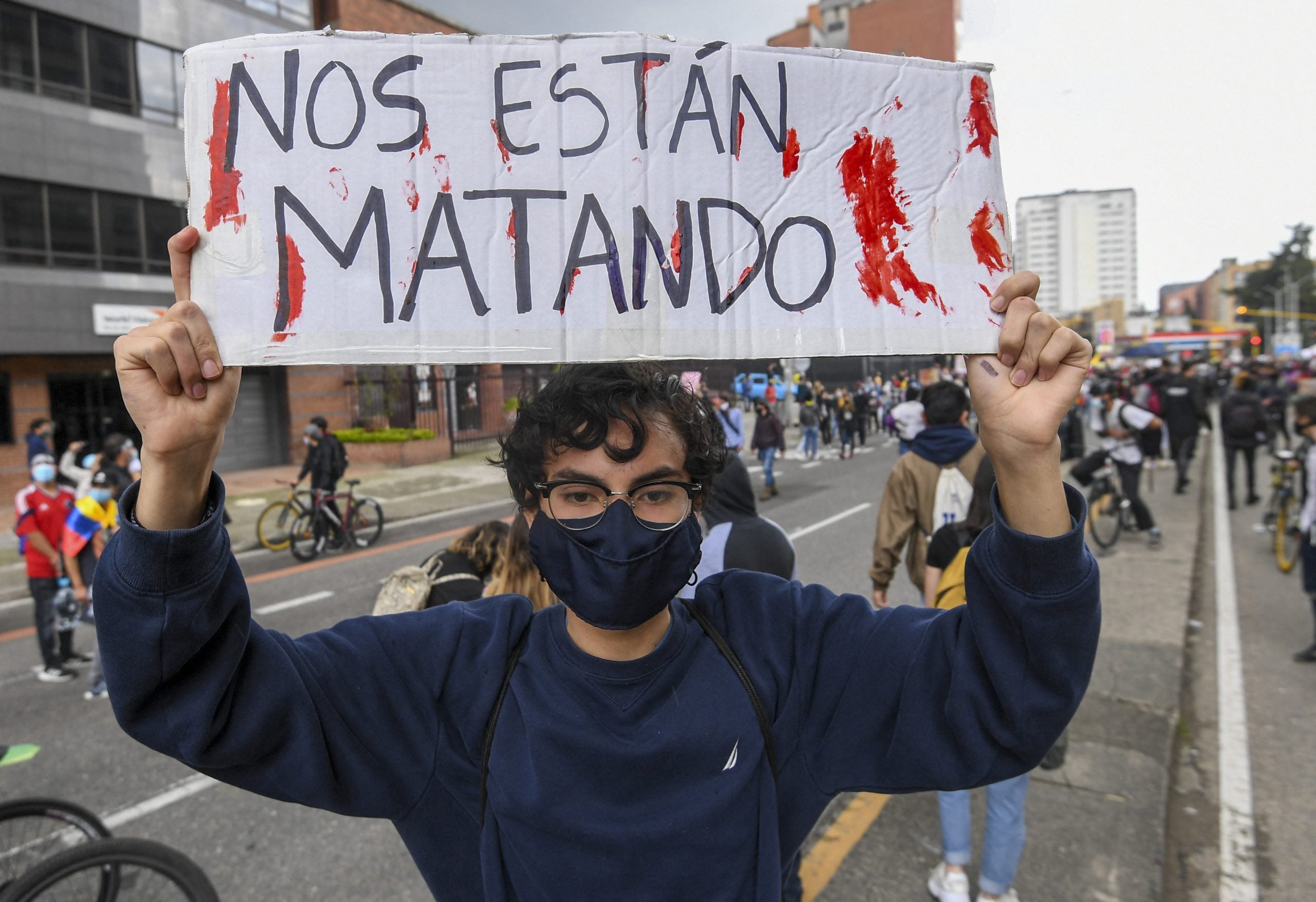 Escuadrón antidisturbios en Colombia
