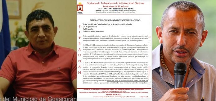 Petición Alcaldes SITRAUNAH petición vacunas Bukele