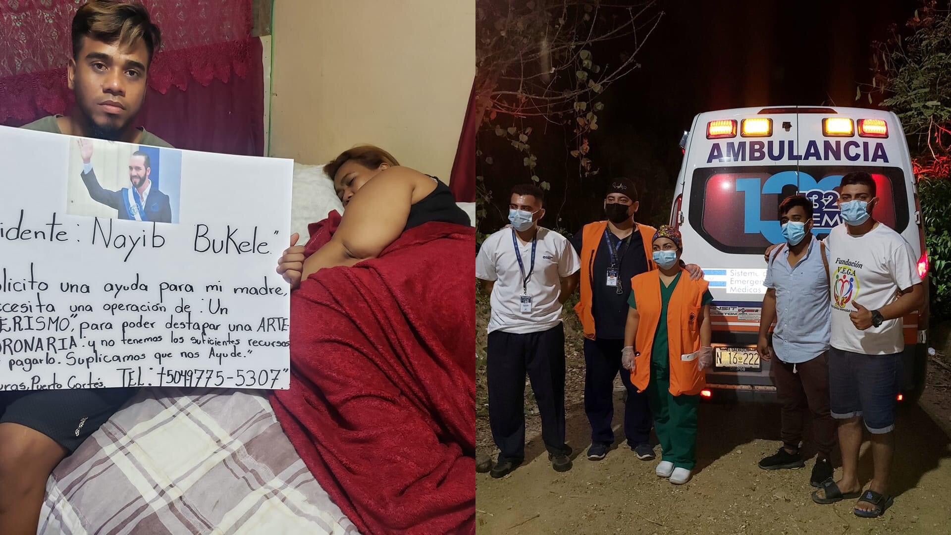 Nayib Bukele envió ambulancia a hondureño que le clamó ayuda para su madre
