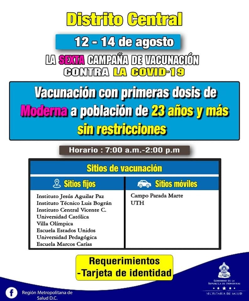 Vacunación COVID-19 Honduras viernes