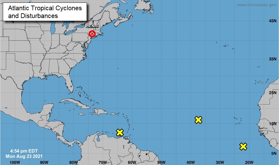 Ciclones que están formados o en formación en el Atlántico.