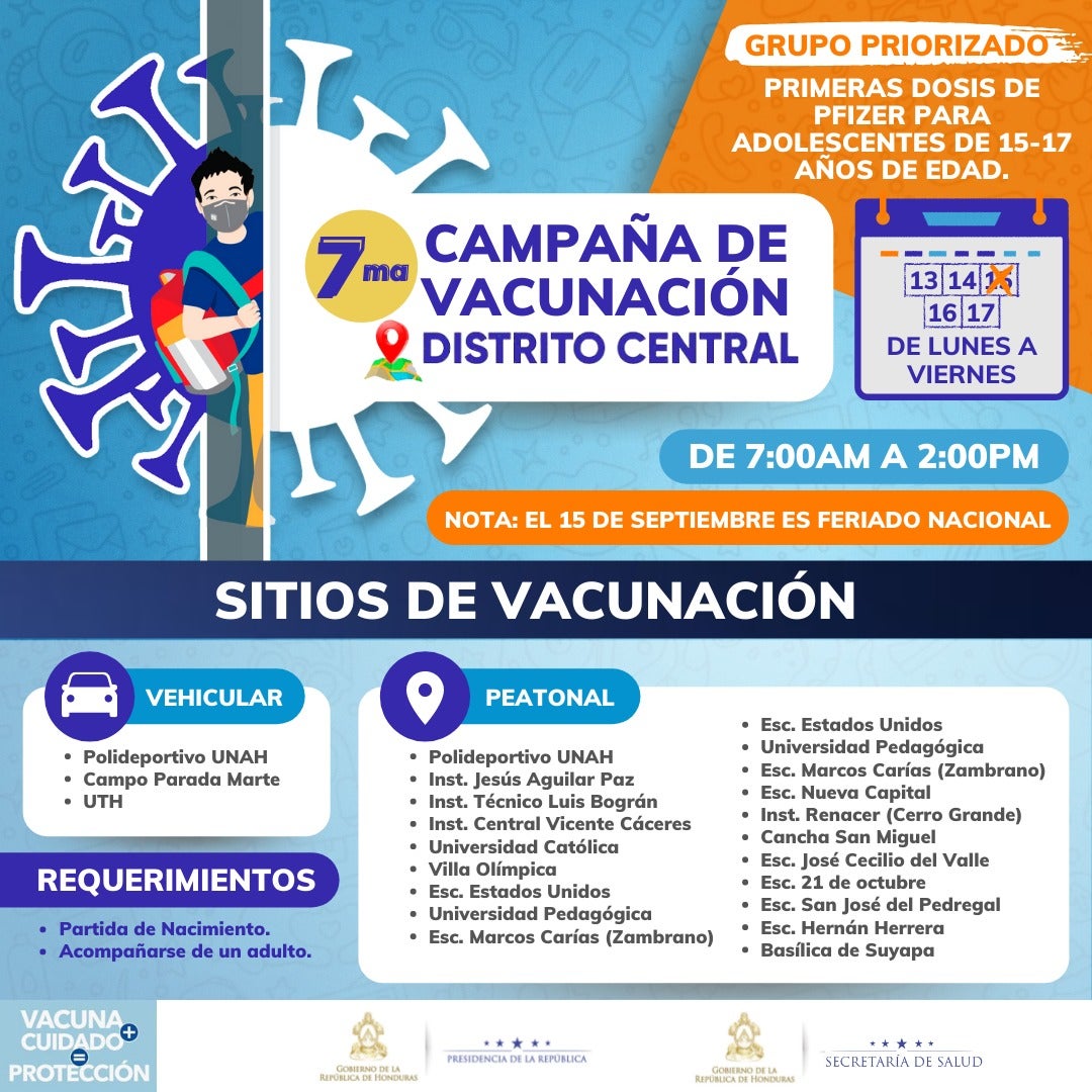 Vacunación COVID a jóvenes en Honduras 