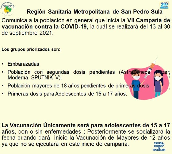 vacunación COVID Honduras lunes