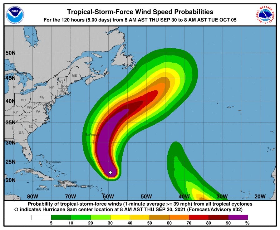 huracán Sam categoría 4
