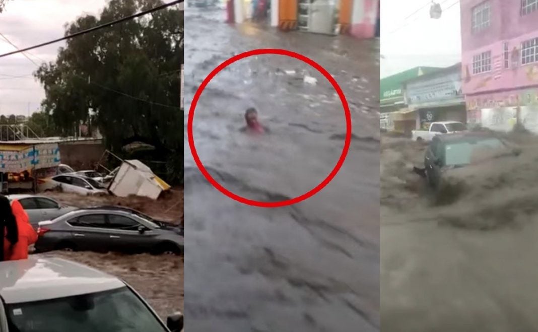 Fuertes inundaciones en Ecatepec, México.
