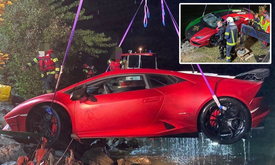 Lamborghini cae a un lago