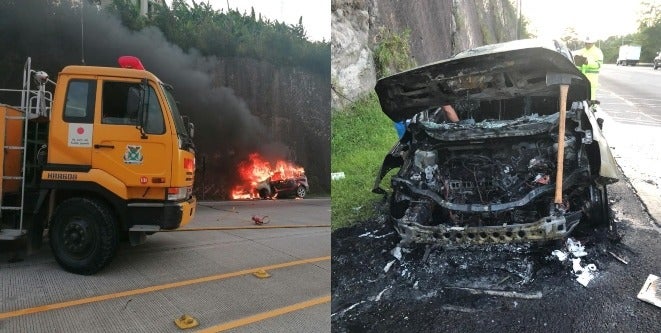 camioneta toma fuego en carretera CA-5