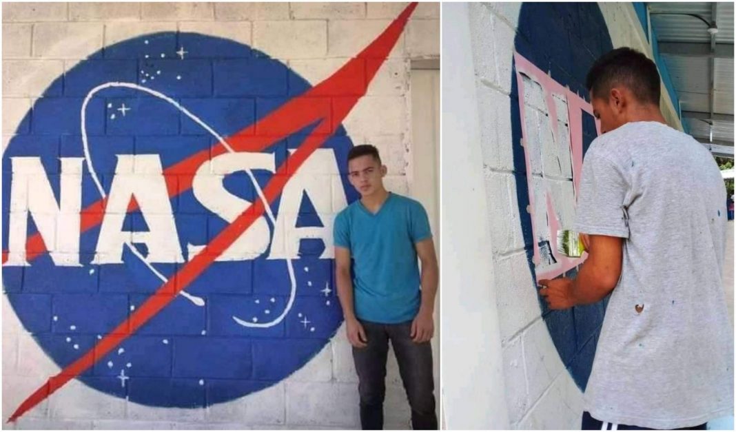 Hondureño pinta mural de la NASA