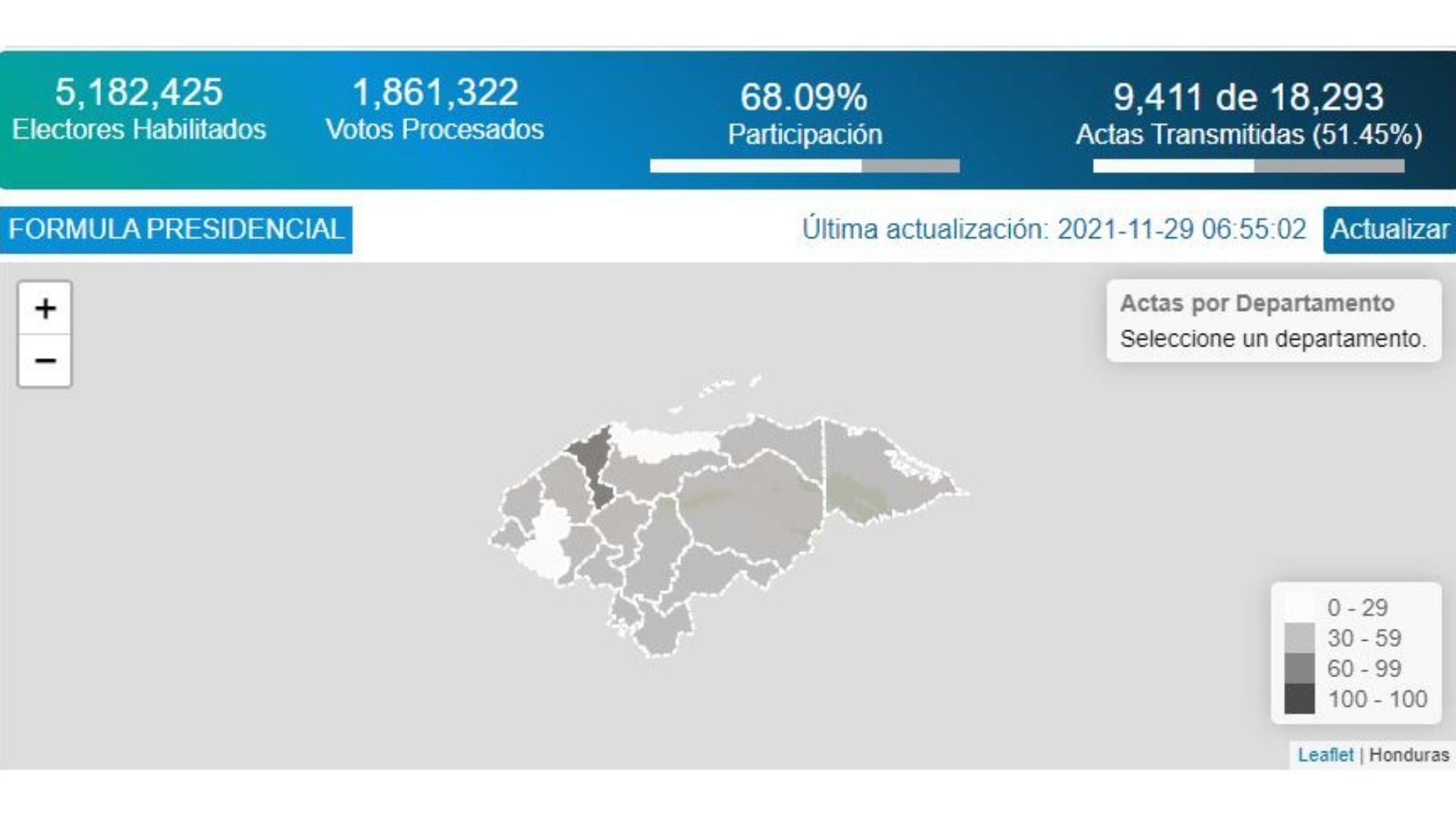 Actualización de resultados elecciones CNE