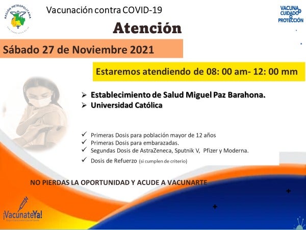 Honduras vacunación sábado 26 noviembre
