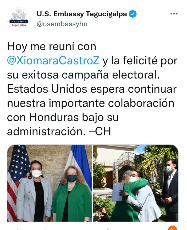 Embajada EEUU felicita Xiomara