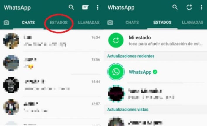 WhatsApp descargar estados contactos