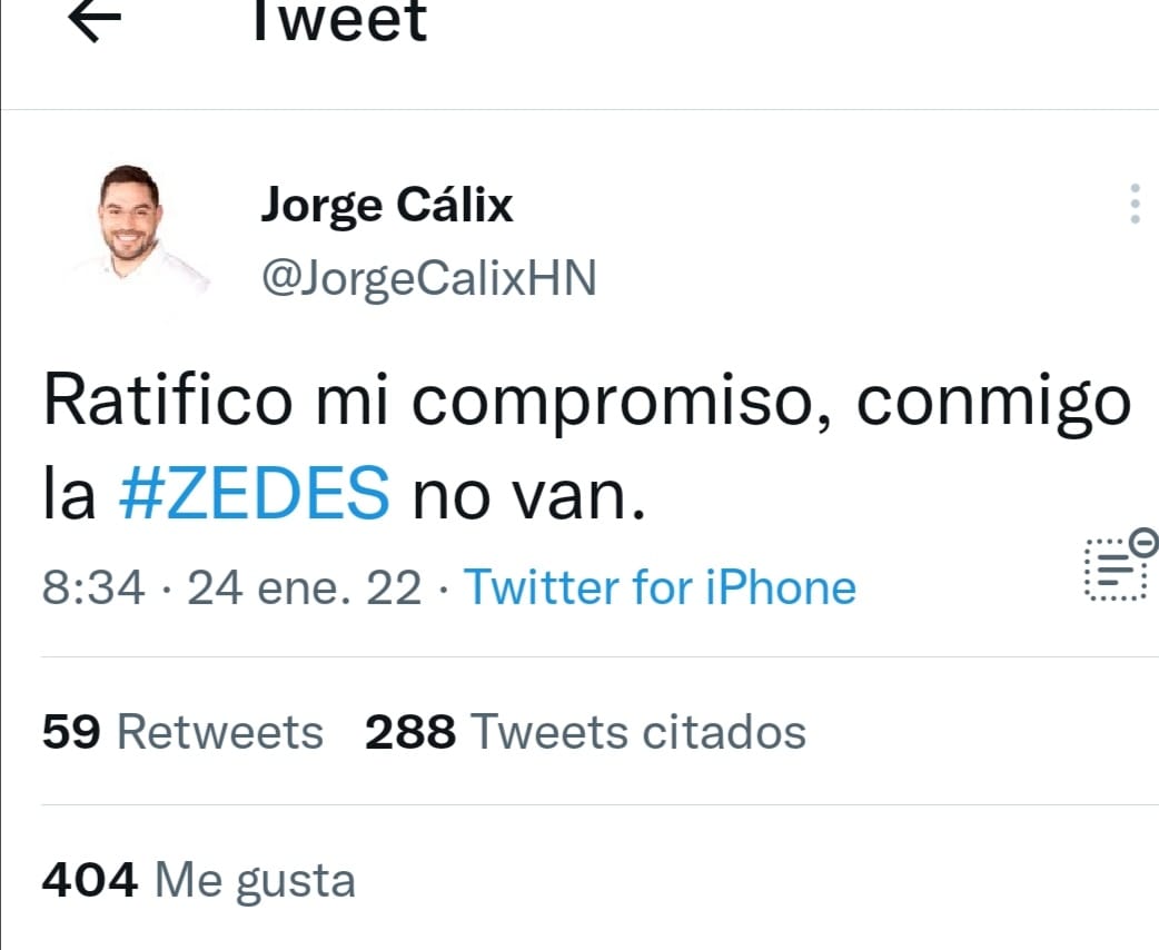 Jorge Cálix en contra de las ZEDE