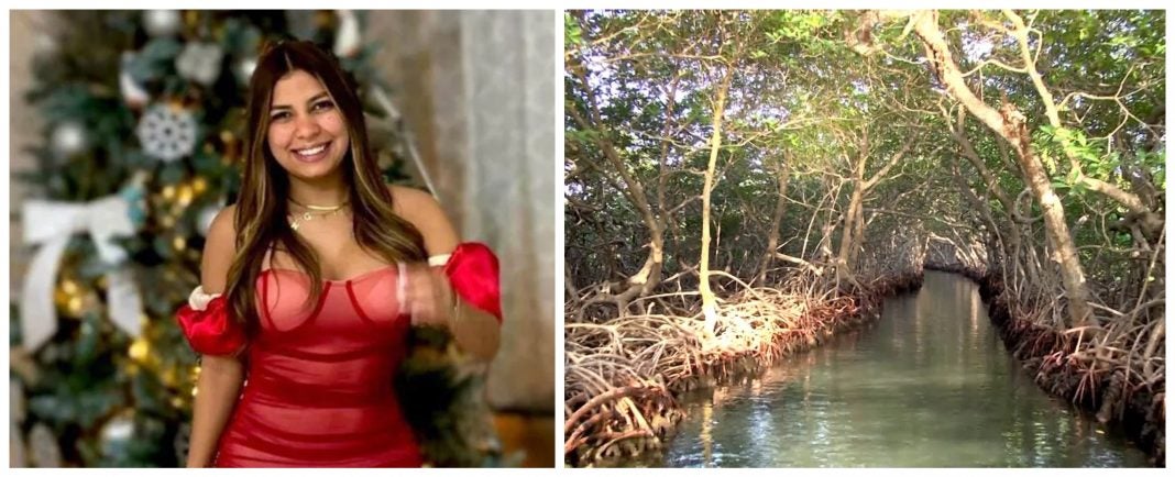 Angie Peña en manglares de Roatán