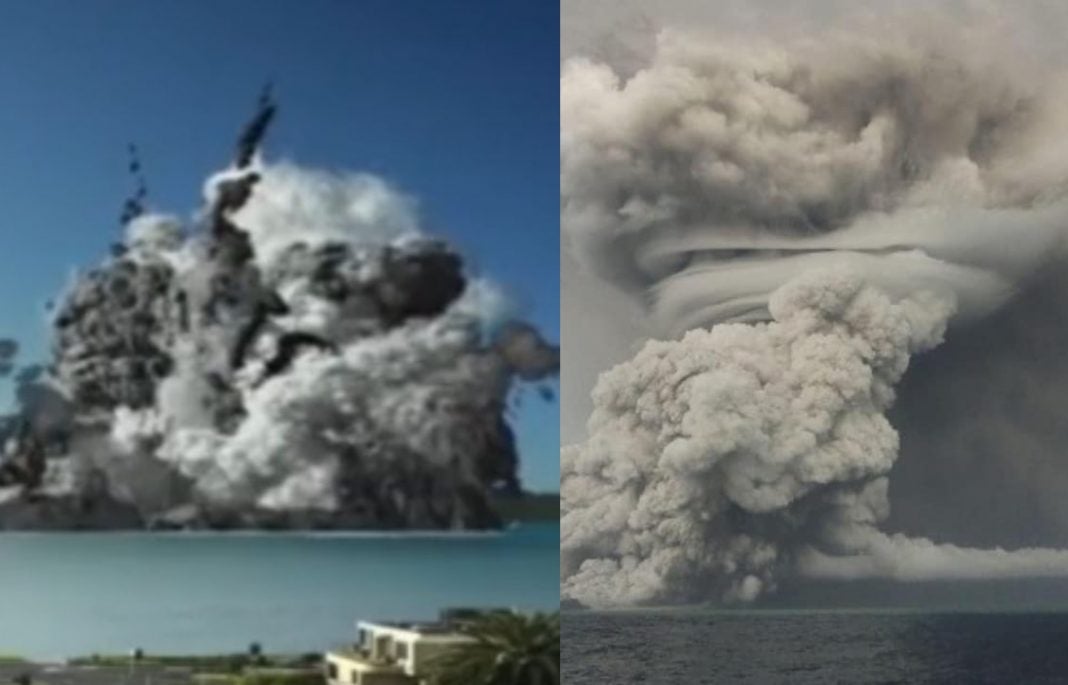 erupción de volcán en Tonga