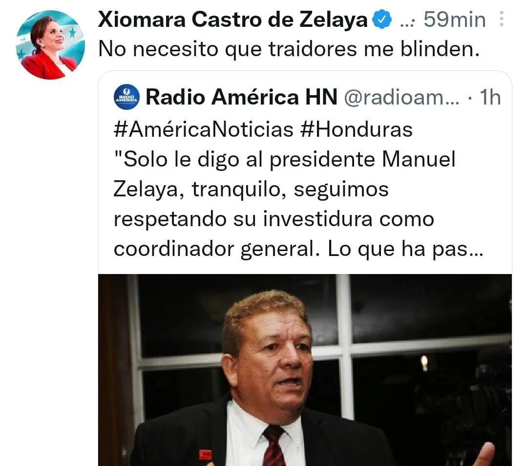 Tuit de Xiomara Castro.