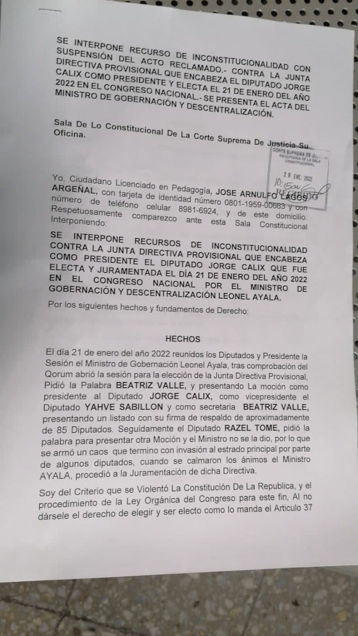 Luis Redondo interpone recurso Jorge Cálix
