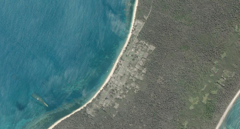 Así luce la zona más afectada por el tsunami en Tonga.