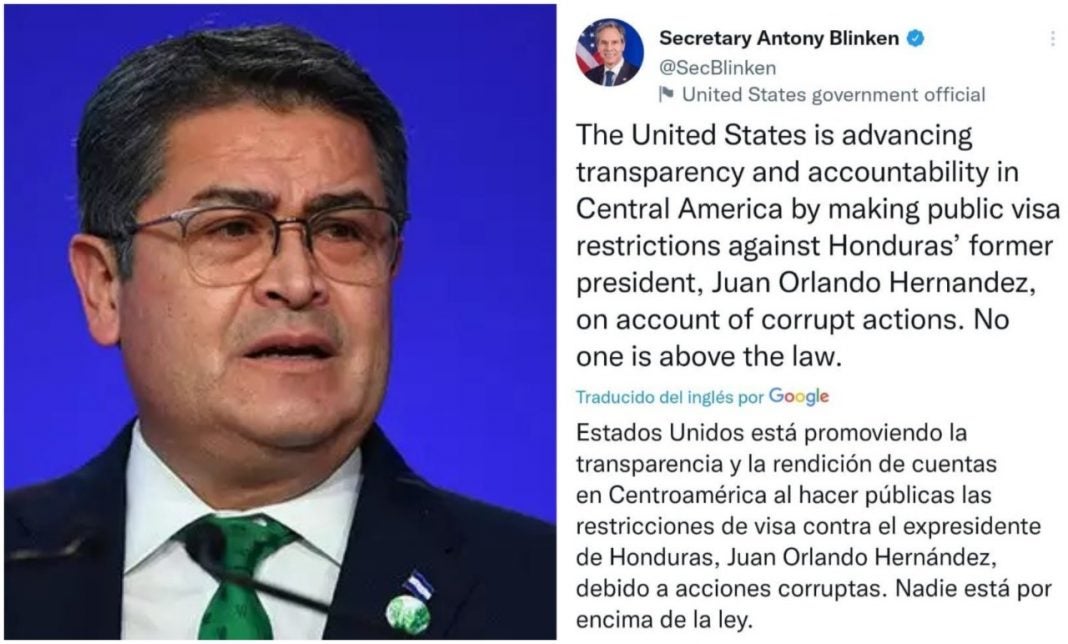 EEUU revoca visa a Juan Orlando Hernández
