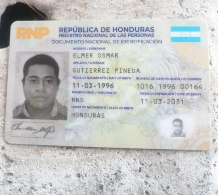 Documento Nacional de Identificación (DNI) de Elmer Osmar Gutiérrez Pineda.