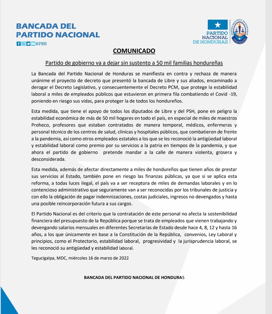 Partido Nacional decreto Libre 