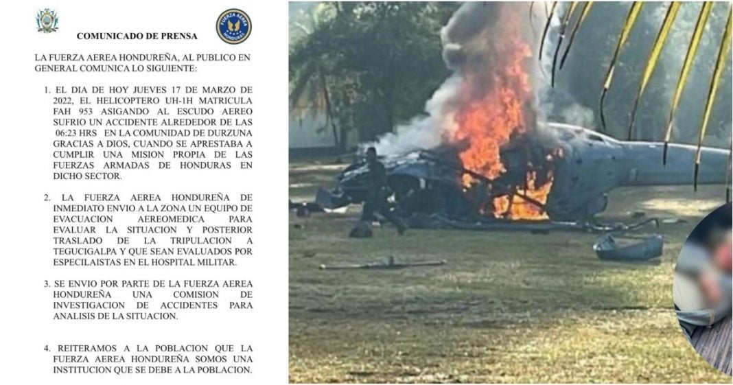 Helicóptero de las FFAA se estrella