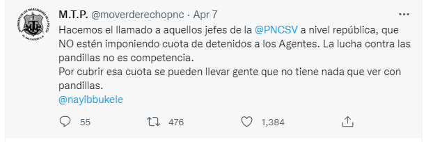 Publicación en Twitter