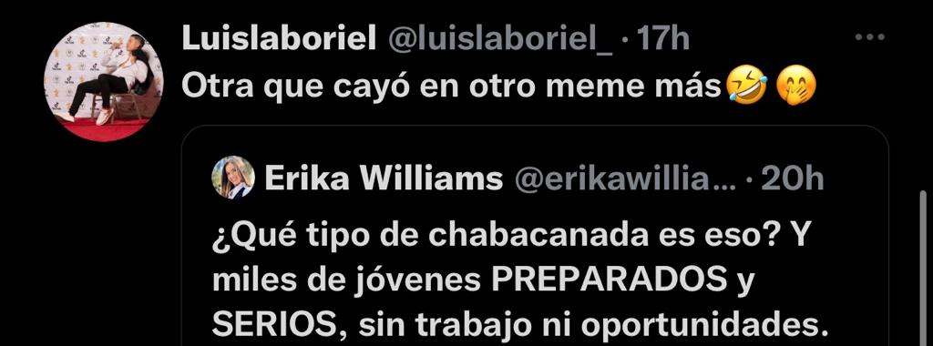 Erika Williams sobre Luis Laboriel