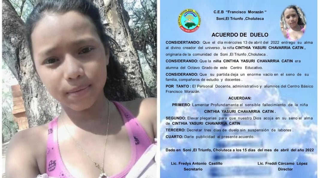 Niña 14 años suicida Choluteca