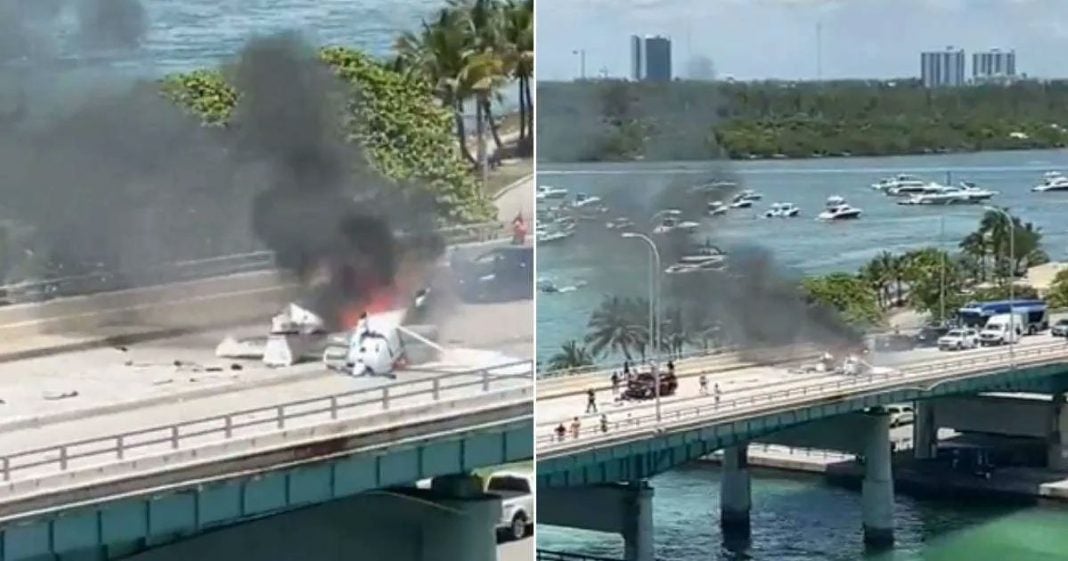 Avioneta cae en puente de Miami