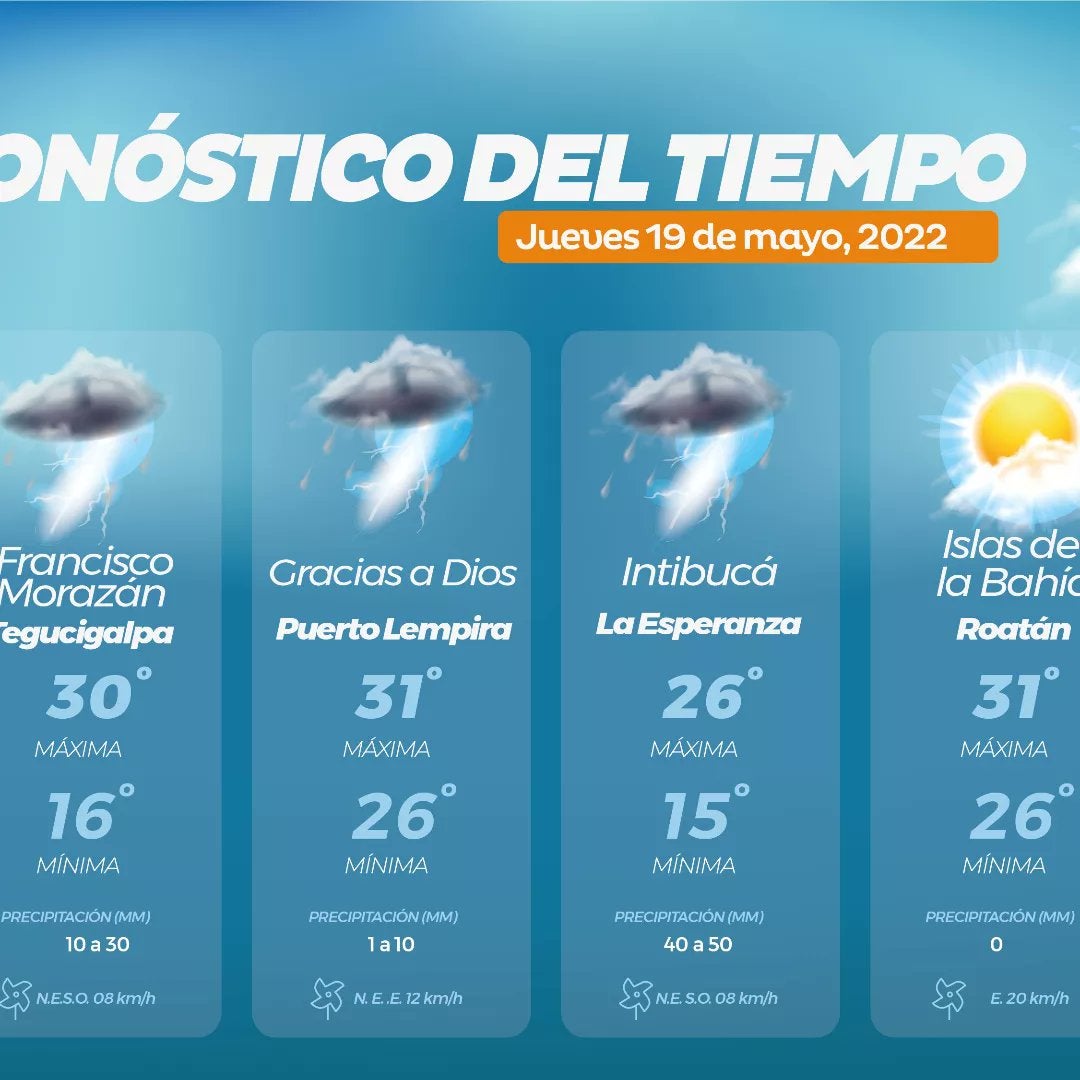 Las lluvias se registrarán en el sur, centro y occidente de Honduras.