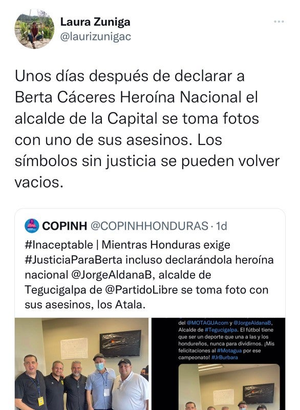 hijas Berta Cáceres reaccionan fotos