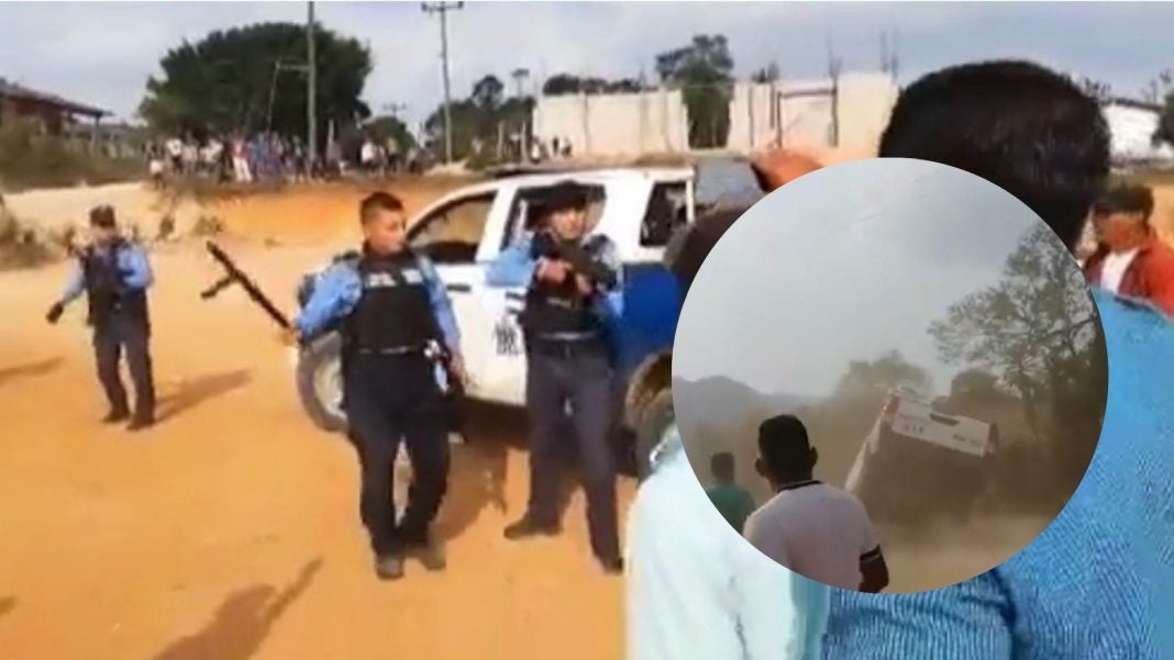 pelea policías y civiles en Lempira