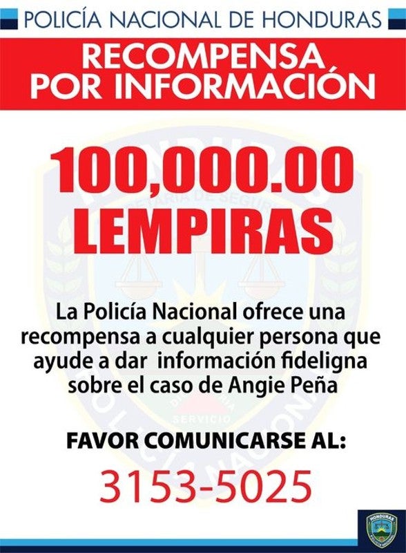 Recompensa Angie Peña